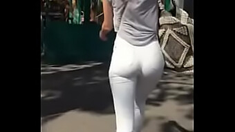 Charming Rear End On Public Sidewalk